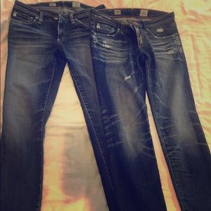 Lot of 2 AG Cigarette Stilt Roll Up Jeans 26